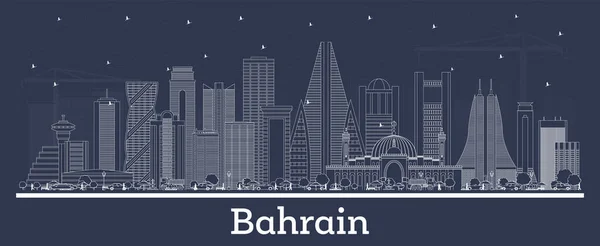 Outline Bahrain City Skyline White Buildings Vector Illustration Business Travel — Stock Vector