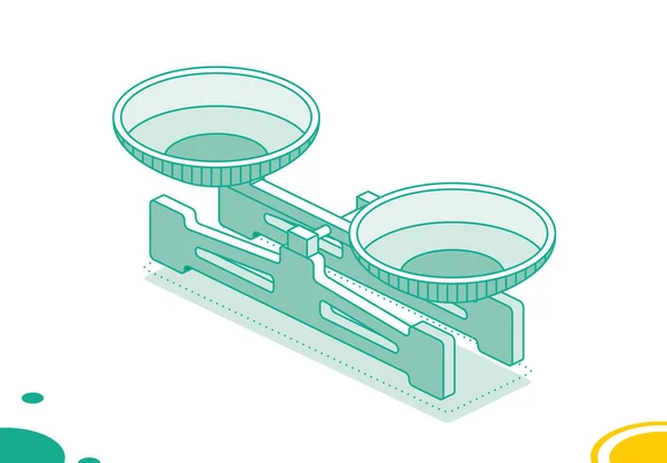 Balansschaal Met Dubbele Pannen Isometrische Laboratoriumweegschalen Vector Illustratie Schalen Met — Stockvector