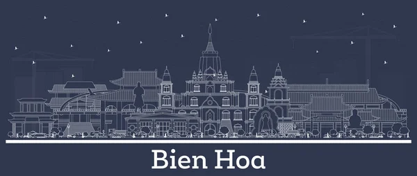 Outline Bien Hoa Vietnam City Skyline White Buildings Vector Illustration — Stock Vector