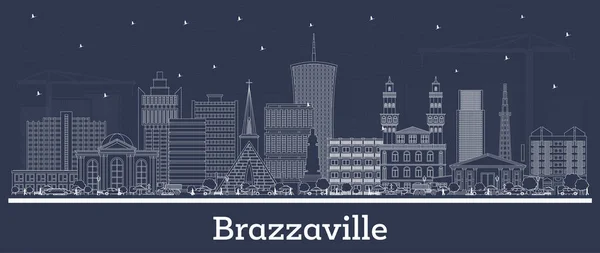 Outline Brazzaville Republic Congo City Skyline White Buildings Vector Illustration — Stock Vector