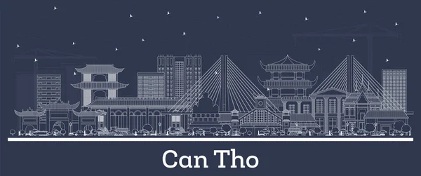 Outline Can Tho Vietnam City Skyline White Buildings Vector Illustration — Stock Vector