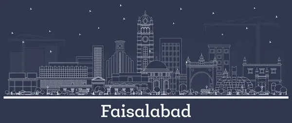 Outline Faisalabad Pakistan City Skyline White Buildings Vector Illustration Business — Stock Vector