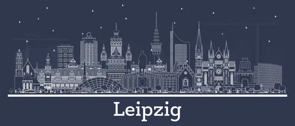 Outline Leipzig Germany City Skyline White Buildings Vector Illustration Business — Stock Vector