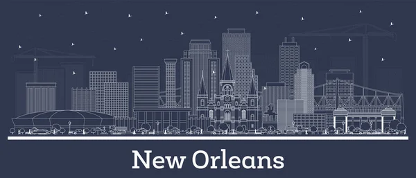 Outline New Orleans Louisiana City Skyline White Buildings Vector Illustration — Stock Vector