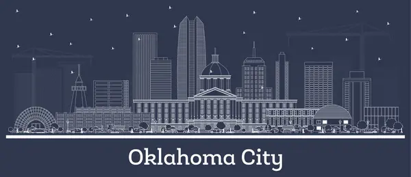 Outline Oklahoma City Usa City Skyline White Buildings Vector Illustration — Stock Vector