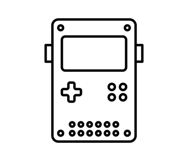 Portable Handheld Retro Gaming Console Outline Icon Vector Illustration Object — Stock Vector