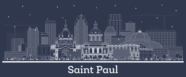 Outline Saint Paul Minnesota City Skyline White Buildings Vector Illustration — Stock Vector