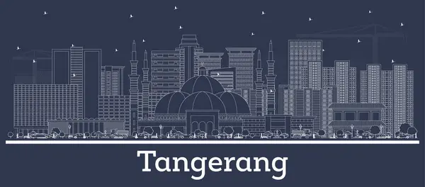 Outline Tangerang Indonesia City Skyline White Buildings Vector Illustration Business — Stock Vector