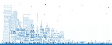 İspanya 'ya hoş geldiniz. Blue Buildings ile Skyline 'ın taslağı. İllüzyon. Modern ve Tarihsel Mimarlık. Şehir simgeleriyle İspanya şehri. Madrid mi? Barselona 'da. Valencia. Sevilla. Zaragoza