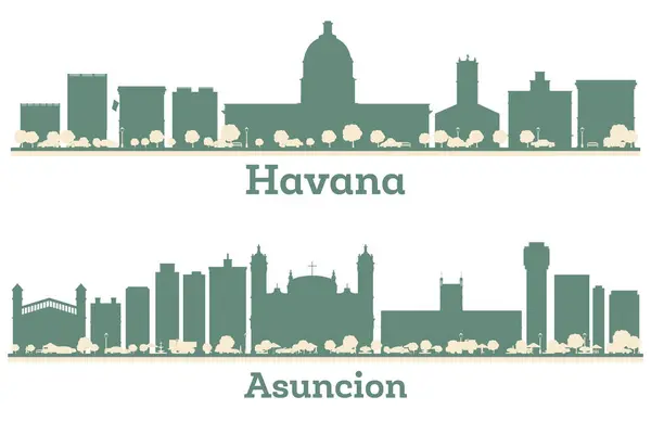 Abstraktní Silueta Města Asuncion Paraguay Havana Barevnými Budovami Ilustrace — Stock fotografie