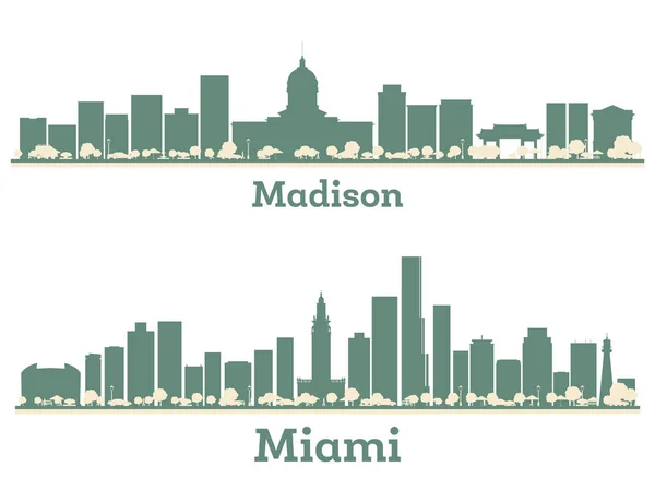 Абстрактные Майами Флорида Мэдисон Сша Скайлайн Цветными Зданиями Иллюстрация Концепция — стоковое фото