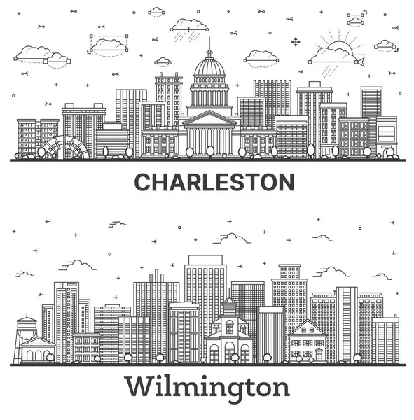 Wilmington Delaware Charleston West Virginia Usa City Skyline Ana Hatlarıyla — Stok fotoğraf