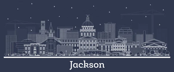 Outline Jackson Mississippi City Skyline White Buildings Vector Illustration Business — Stock Vector
