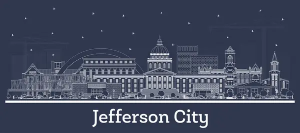 Outline Jefferson City Missouri City Skyline White Buildings Vector Illustration — Stock Vector