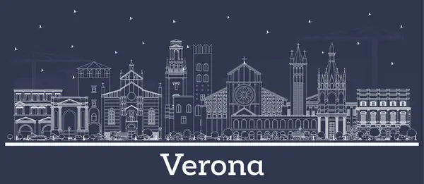 Outline Verona Italy City Skyline White Buildings Vector Illustration Business — Stock Vector