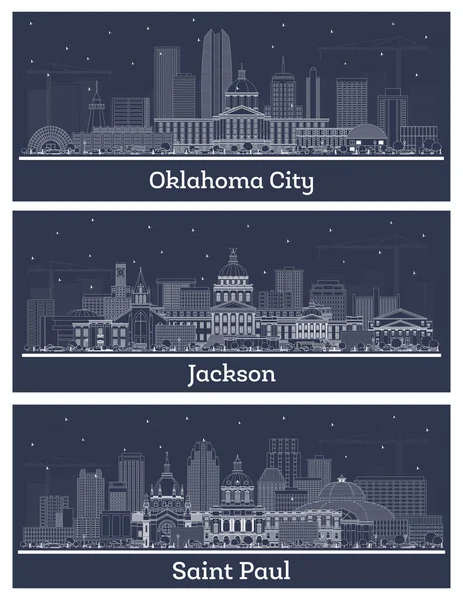 Outline Jackson Mississippi Saint Paul Minnesota Oklahoma City Usa City — Stock Photo, Image