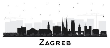 Zagreb Croatia City Skyline silhouette with black Buildings isolated on white. Vector Illustration. Zagreb Cityscape with Landmarks. Business Travel and Tourism Concept with Historic Architecture. clipart