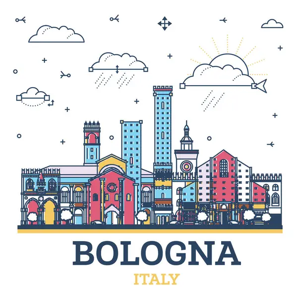 Outline Bologna Italy City Skyline Colored Historic Buildings Isolated White — Stock Vector