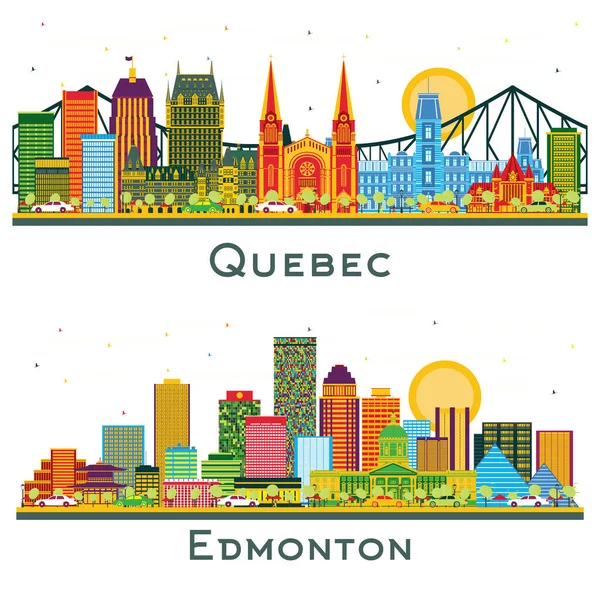 Edmonton Quebec Canada City Skyline Set Color Buildings Isolated White — Zdjęcie stockowe