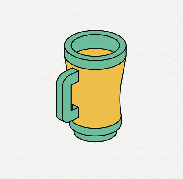 Yellow Green Mug Isometric Icon Symbol Saint Patrick Day Vector — Stock Vector