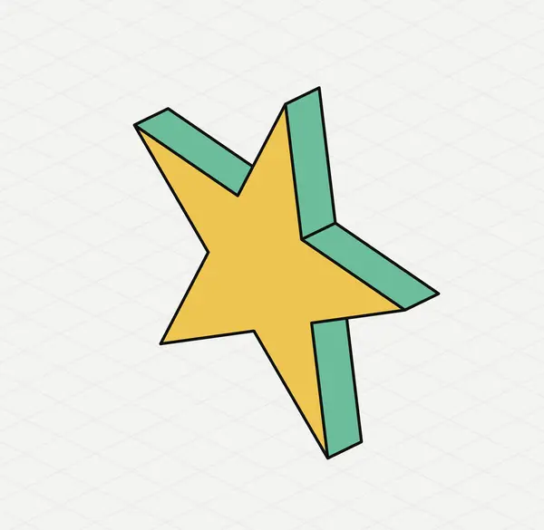Žlutozelená Hvězda Izometrická Ikona Symbol Dne Svatého Patrika Vektorová Ilustrace — Stockový vektor