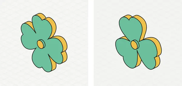 Trèfle Trois Quatre Feuilles Une Icône Isométrique Symbole Saint Patrick — Photo