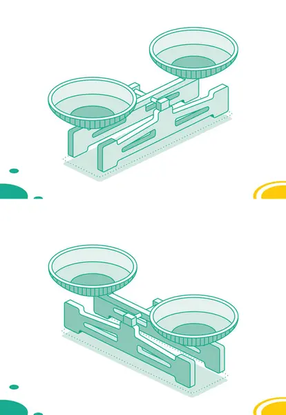 Набор Двойных Сковород Механические Весы Изометрической Лаборатории Иллюстрация Чешуя Чашами — стоковое фото