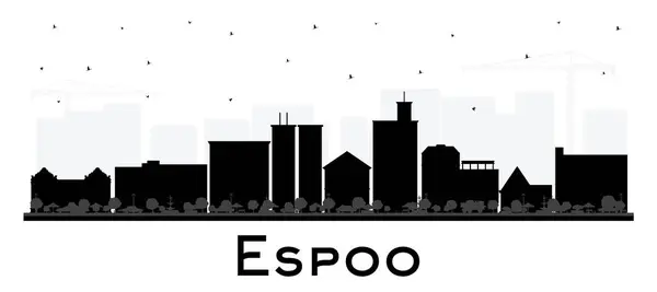 stock vector Espoo Finland city skyline silhouette with black buildings isolated on white. Vector illustration. Espoo cityscape with landmarks. Business and tourism concept with modern and historic architecture.