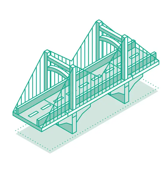Pont Contour Isométrique Illustration Vectorielle Icône Routière Infrastructures Urbaines Pont — Image vectorielle