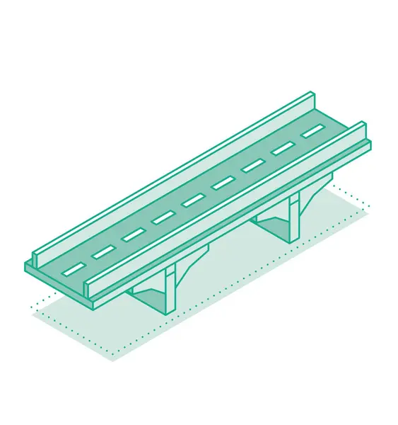 Puente Contorno Isométrico Ilustración Vectorial Icono Del Camino Infraestructura Urbana — Vector de stock
