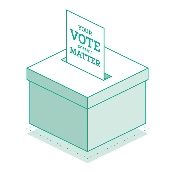 在投票箱中插入等距选民选票 选票上的信息是 你的投票无关紧要 在白色背景上孤立的轮廓对象 矢量说明 — 图库矢量图片#
