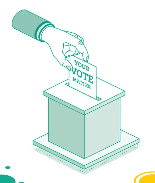 Voting Concept Hand Puts Vote Bulletin Vote Box Vector Illustration — Stok Vektör