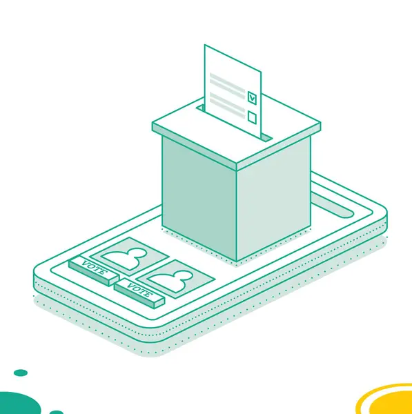 Isometric Online Voting Election Concept Using Smartphone Vector Illustration Smartphone — Stok Vektör