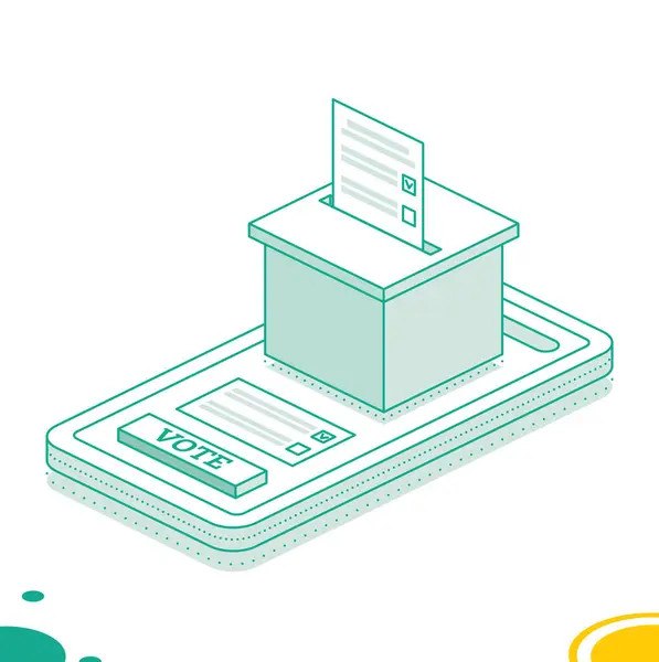 Izometryczna Koncepcja Głosowania Online Wyborów Przy Użyciu Smartfona Ilustracja Wektora — Wektor stockowy