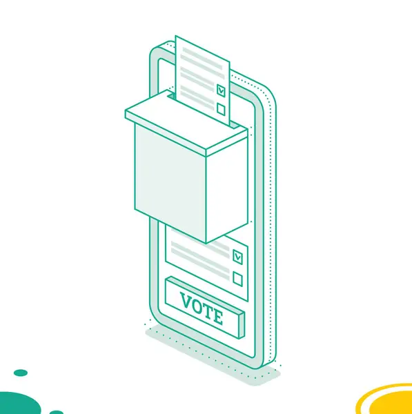 Isometric Online Voting Election Concept Using Smartphone Vector Illustration Smartphone — Stok Vektör