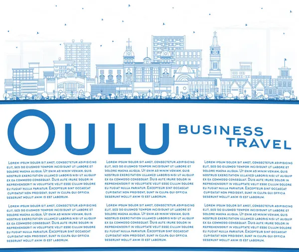 Oulu Finlandia Horizonte Ciudad Con Edificios Azules Espacio Copia Ilustración — Archivo Imágenes Vectoriales