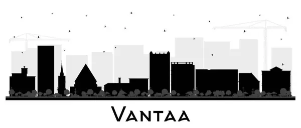 Silhueta Skyline Cidade Vantaa Finlândia Com Edifícios Pretos Isolados Branco — Vetor de Stock
