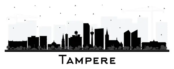 Tampere Silhueta Skyline Cidade Finlândia Com Edifícios Pretos Isolados Branco — Vetor de Stock