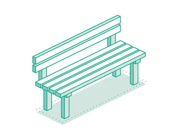 Isometryczny Zarys Nowoczesnej Ławki Ulicznej Ilustracja Wektora Minimalistyczny Obiekt Odizolowany — Wektor stockowy