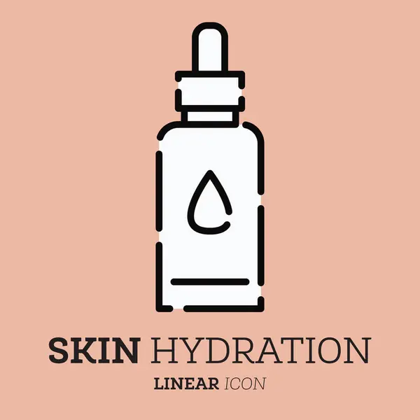 Cosmetische Fles Met Pipet Lineair Pictogram Vector Illustratie Verzorgingsproduct Huidhydratatie — Stockvector