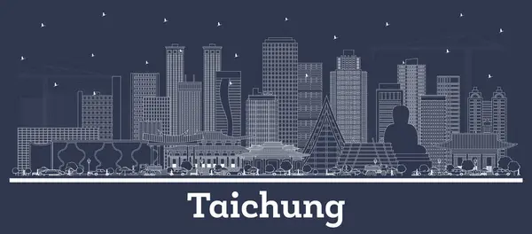 Outline Taichung Taiwan City Skyline White Buildings Vector Illustration Business — Stock Vector