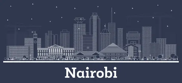 Décrivez Nairobi Kenya City Skyline Avec Des Bâtiments Blancs Illustration — Image vectorielle