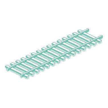 Demiryolu pisti. Beyaz arkaplanda izole edilmiş bir nesne. Vektör çizimi. Web tasarımı için Demiryolu simgesi.