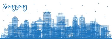 Outline Xiangyang China City Skyline with Blue Buildings. Vector Illustration. Business Travel and Tourism Concept with Historic and Modern Architecture. Xiangyang Cityscape with Landmarks. clipart