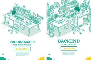 Programcı. Ön Uç veya Arka Uç Geliştirici Kanunlu İki Monitörlü Tekerlekli Sandalyeye Oturur. Html Programlama Kodu. Bir Web Düzeni ya da Uygulama Şablonu oluşturuluyor. UI UX Arayüzü.