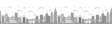 Taipei Taiwan City Skyline hatlarıyla kusursuz bir model ve Modern Binalar beyaza izole edilmiş. Vektör İllüstrasyonu. Taipei Şehir Manzarası.