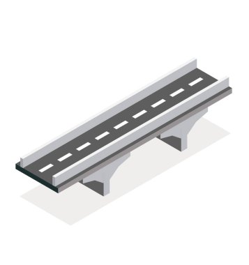 Isometric köprüsü. Vektör çizimi. Yol simgesi. Şehir altyapısı. Otoyol köprüsü.