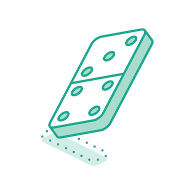 İzometrik domino taşı. Vektör çizimi. Beyaz üzerine izole edilmiş bir nesne. Web sitesi ve video oyunu simgesi.