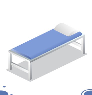 Hasta muayene masası. Beyaz arkaplanda izole edilmiş bir nesne. Vektör illüstrasyonu.