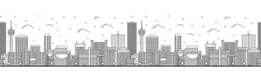 Outline Las Vegas, Nevada City Skyline ve Modern Binalar ile kusursuz bir düzen. Vektör İllüstrasyonu. Las Vegas ABD Şehir Simgeleriyle.